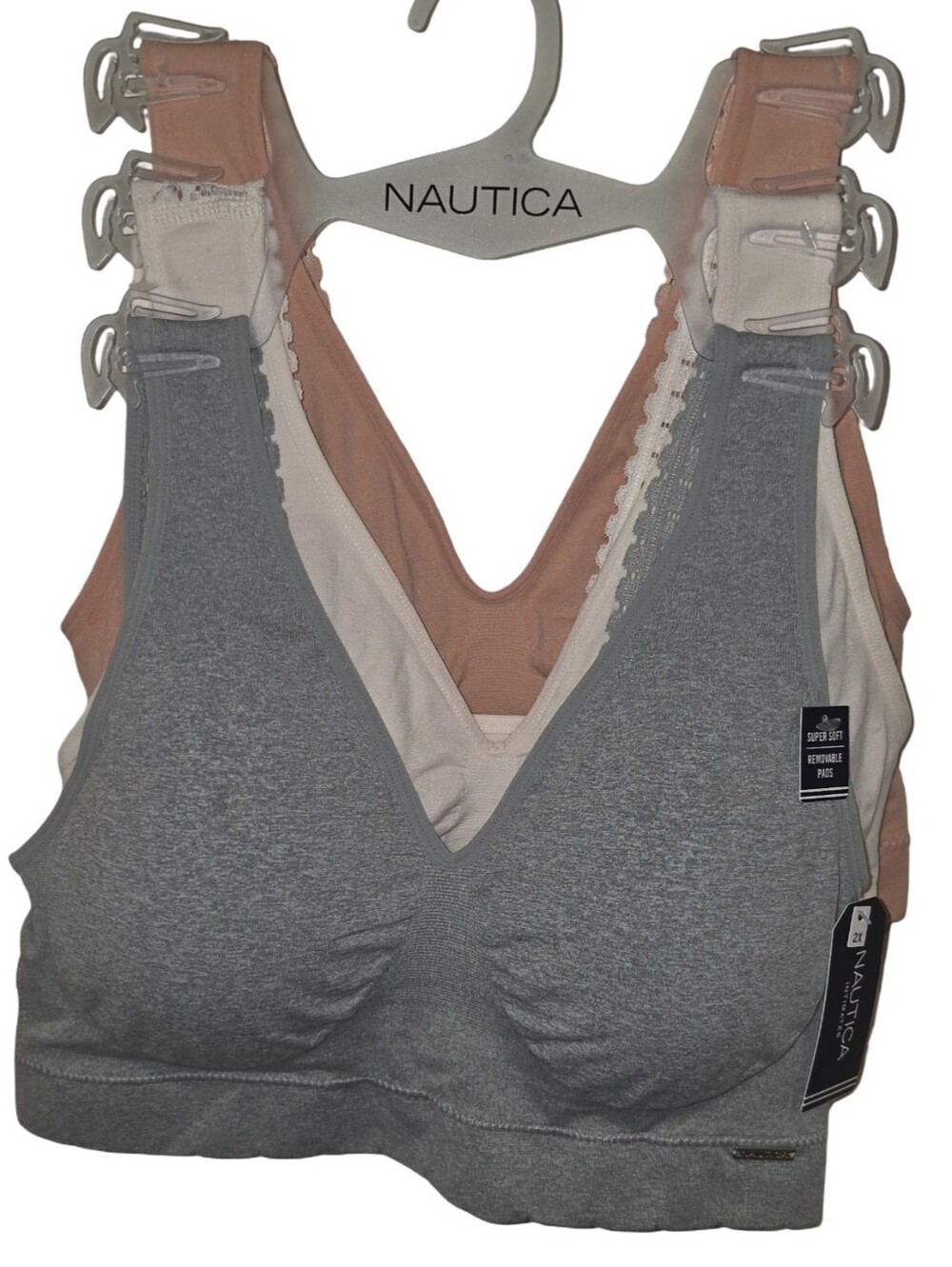 Nautica Wireless 3pk Comfort Bralette Sports Active Yoga Lounge Workout Plus 2X